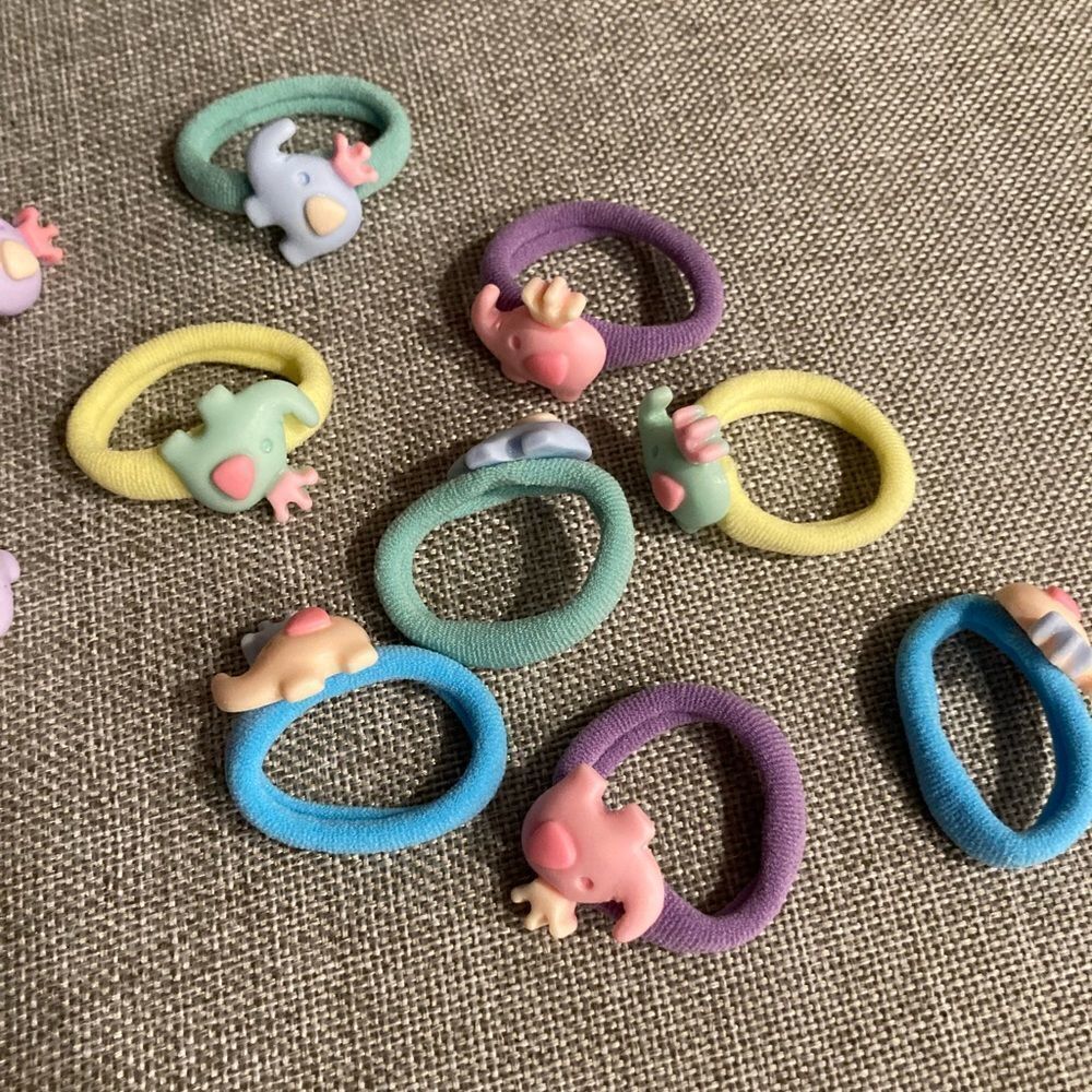 10 Multicolor Elephant Hair Ties - Picture 6 of 8